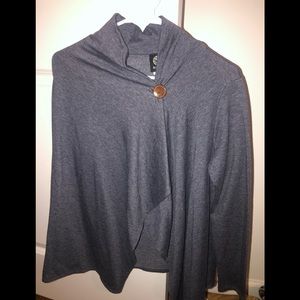 Blue cross over sweater with button